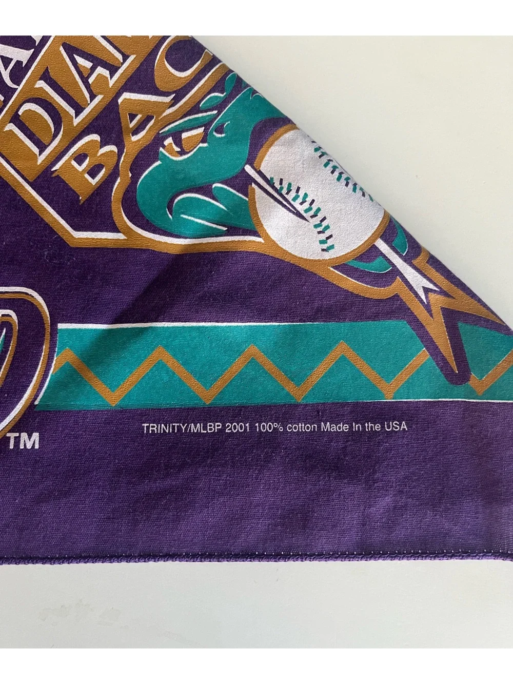 Vintage Arizona Diamonbacks 2001 World Series Bandana Purple White 21x21